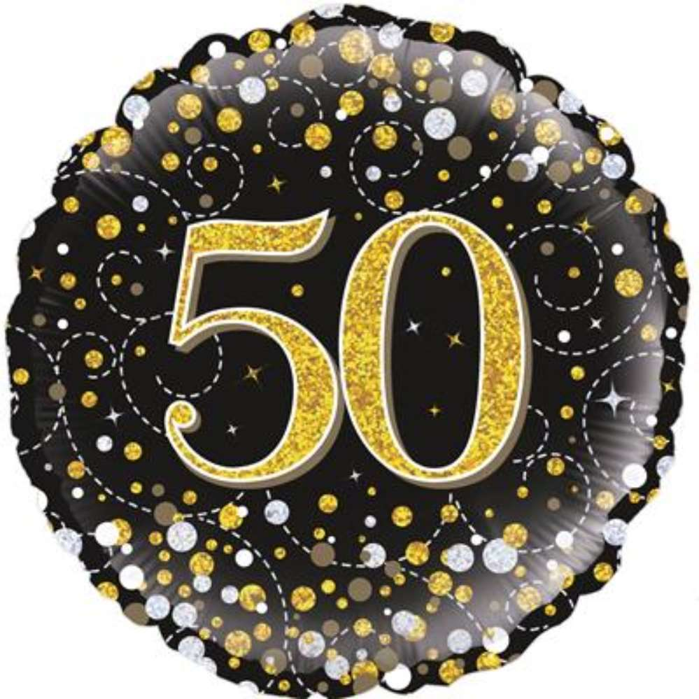 Oaktree Sparkling Fizz Age 50 Black 18" Foil