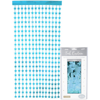 Light Blue Foil Stars Door Curtain 1m x 2m