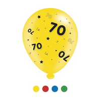Age 70 Assorted 10" Latex Balloons 8pk