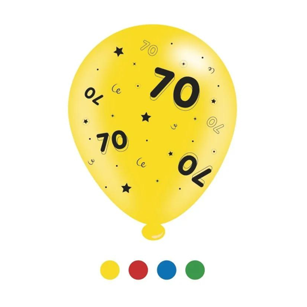 Age 70 Assorted 10" Latex Balloons 8pk