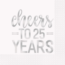 Cheers To 25 Years Foil Lunch Napkins 16pk