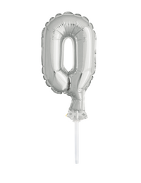 Silver Foil Number Cake Topper 5" Balloon Zero