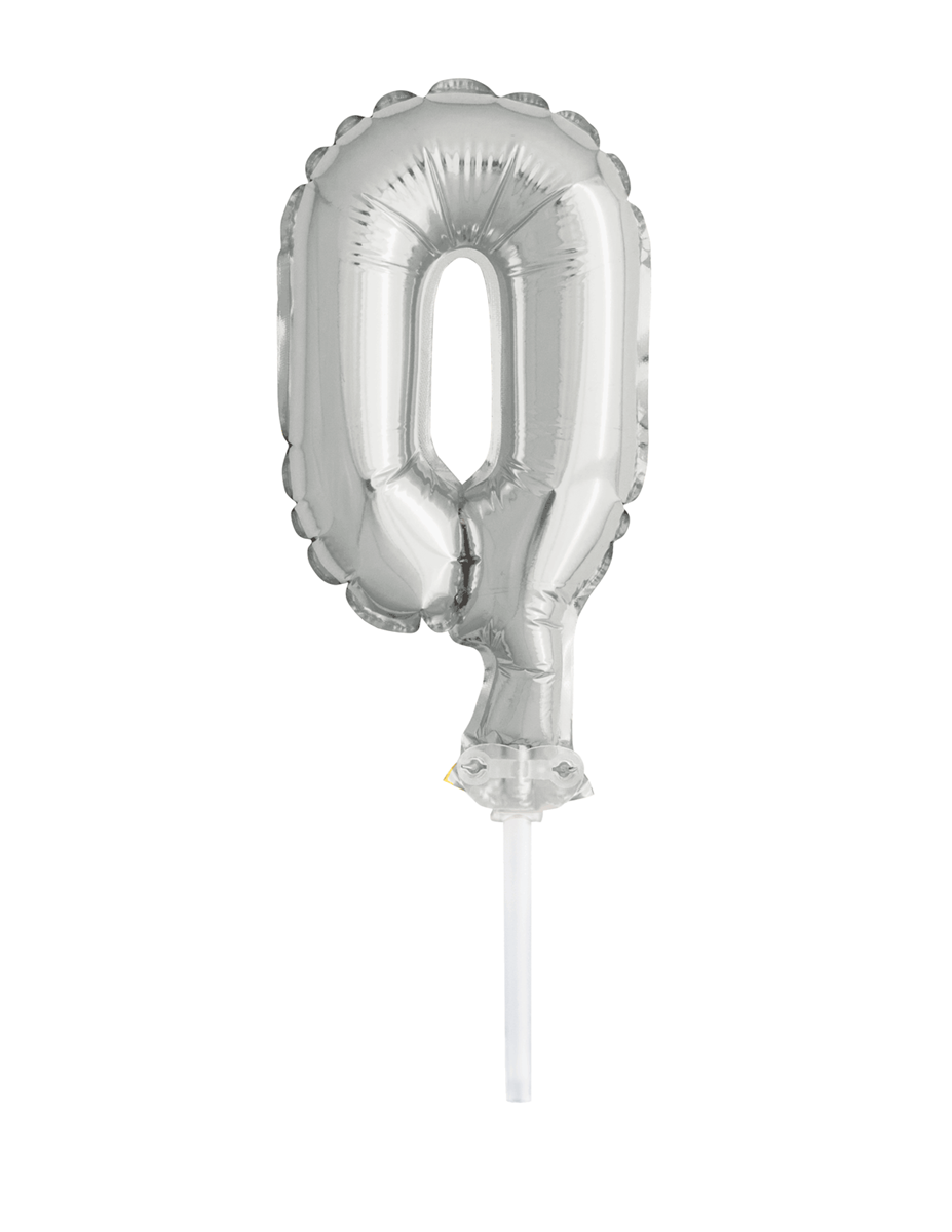 Silver Foil Number Cake Topper 5" Balloon Zero