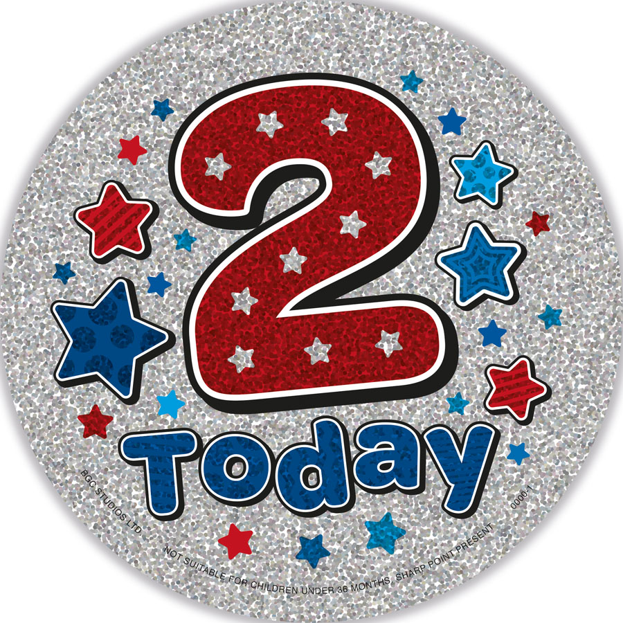 6pk Big Badges Birthday Age 2