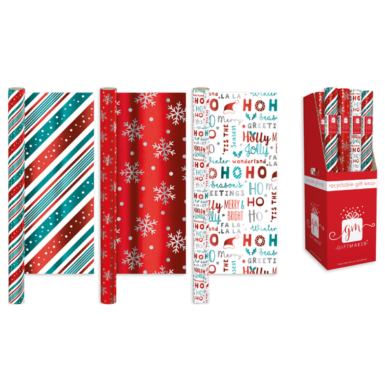 Rollwrap Christmas Festive Fun 1.5m 50pk