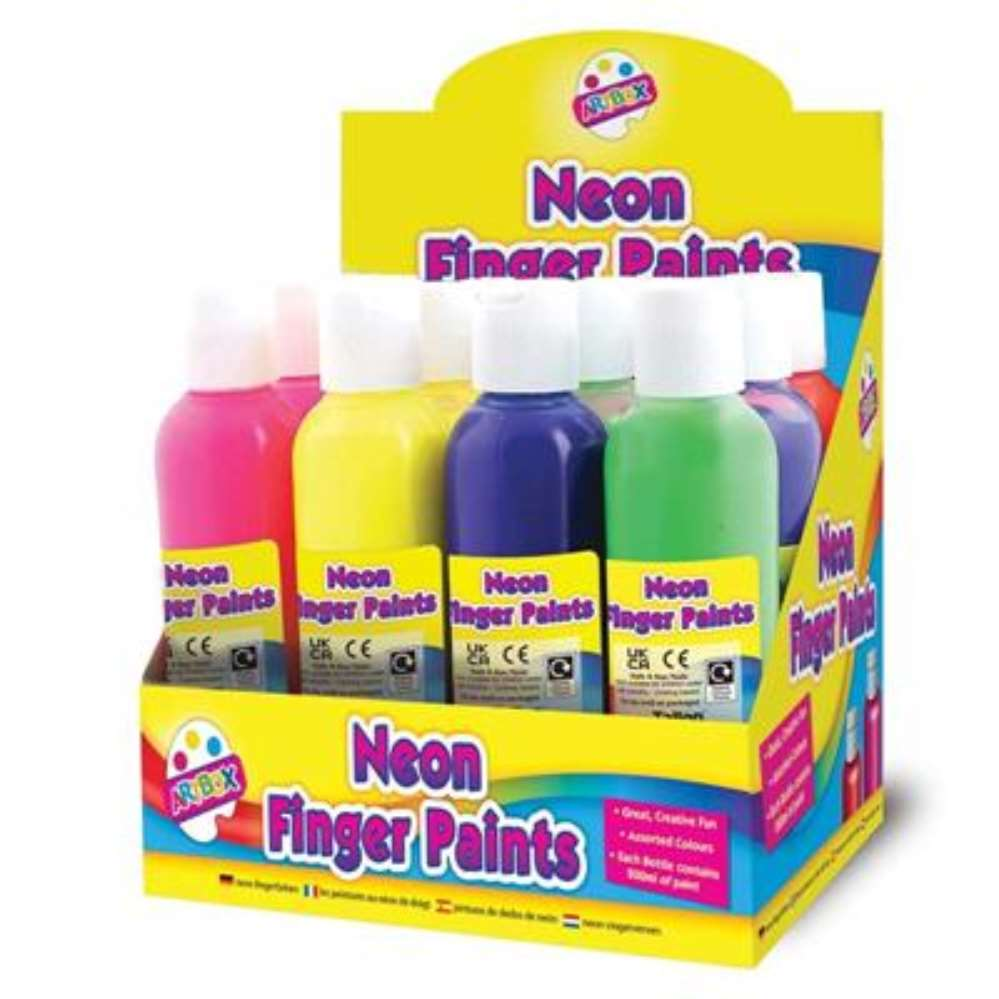12 Neon Finger Paints 200ml
