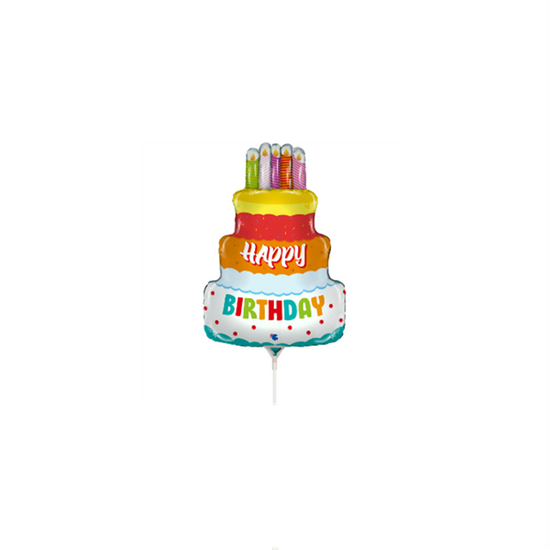 Happy Birthday Cake 14" Mini Foil Balloon