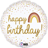 Boho Happy Birthday 18" Round Foil Balloon