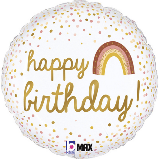 Boho Happy Birthday 18" Round Foil Balloon