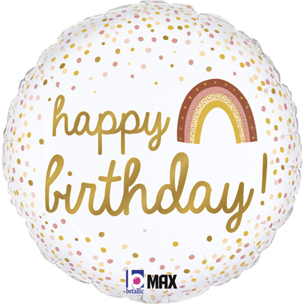 Boho Happy Birthday 18" Round Foil Balloon