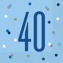 Blue Glitz 40th Birthday Lunch Napkins 16pk