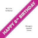 Unique Banner Pink Glitz Age 8 9ft
