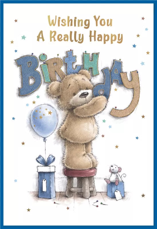 Set of six Simon Elvin C50 birthday cards featuring colorful designs on high-quality paper.