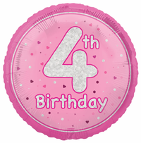 Unique Foil Balloon Pink Glitz Age 4 18"