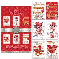Set of 72 Poppyhill Valentine's Day assorted greeting cards, featuring colorful designs on various card sizes and styles.