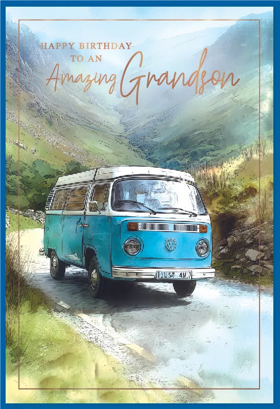 Simon Elvin C50 birthday cards set featuring six cards for grandson, colorful and festive designs for celebrating his special day.