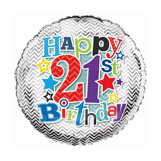 Simon Elvin Foil Balloon Happy Birthday Age 21 18