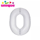 Unique Foil Balloon Matte White 34" Number 0