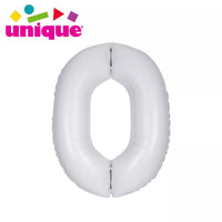 Unique Foil Balloon Matte White 34" Number 0