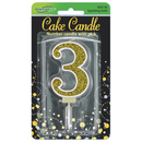 Oaktree Party Candle Number 3 Gold 7.5cm