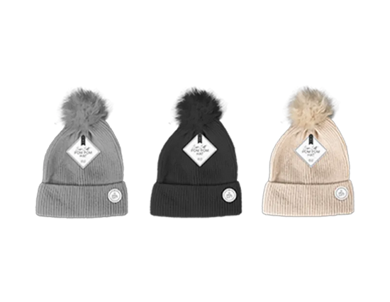 Marl Ribbed Hat W/Pom Pom 12pk