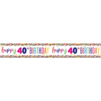 Unique Banner Bright Confetti Age 40 9ft