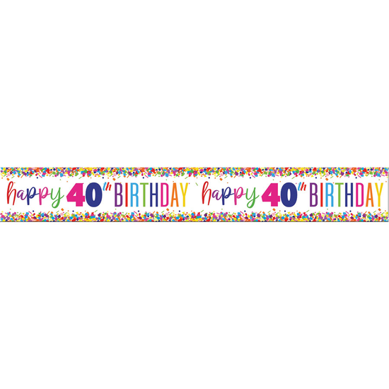 Unique Banner Bright Confetti Age 40 9ft
