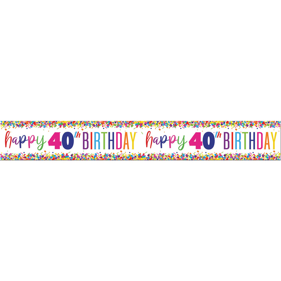 Unique Banner Bright Confetti Age 40 9ft