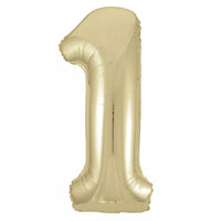 Unique Foil Balloon White Gold 34" Number 1