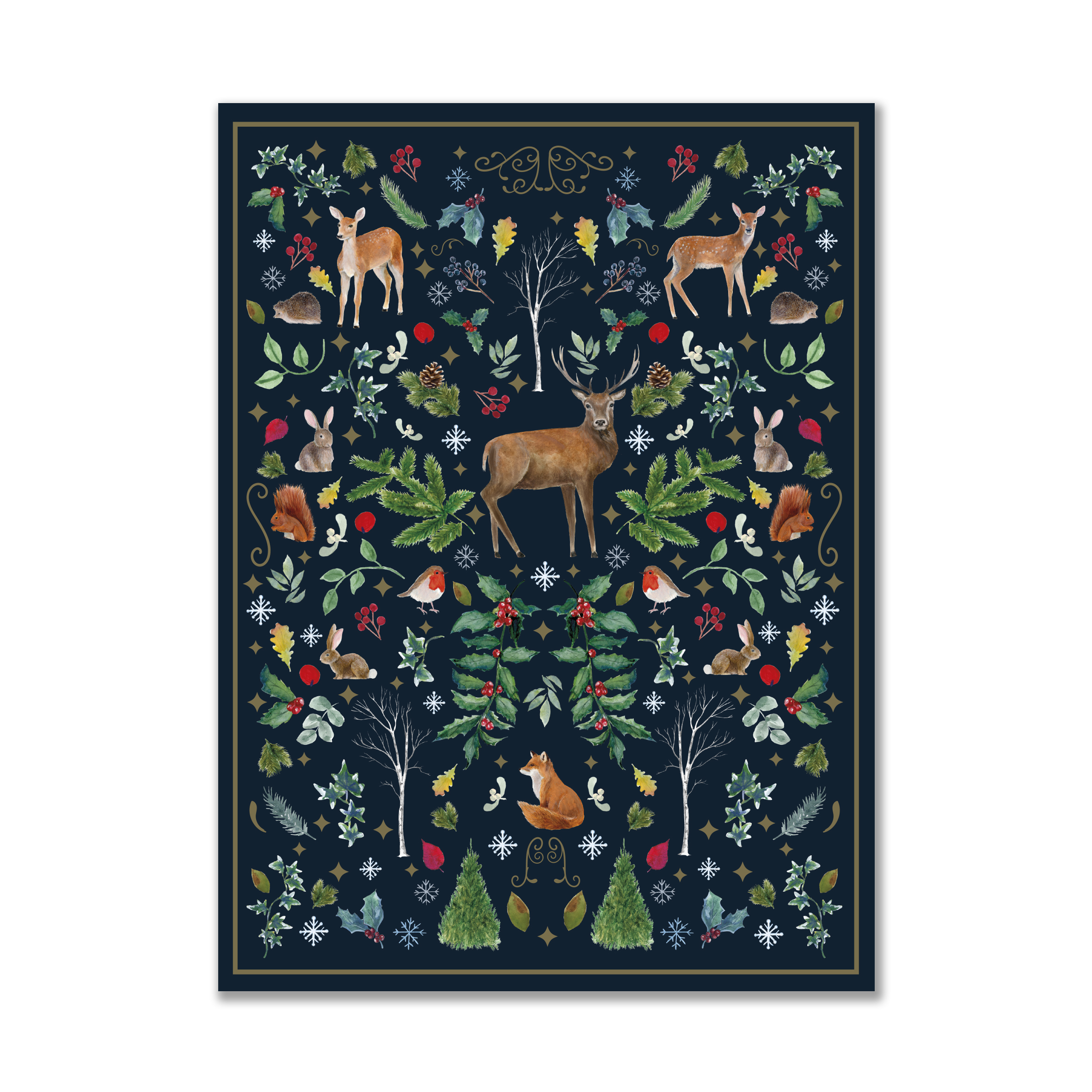 Eurowrap Gift Box 3pc Navy Woodland