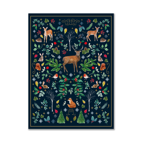 Eurowrap Gift Box 3pc Navy Woodland