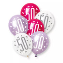 Unique Glitz Age 50 Pink 12" Latex 6pk