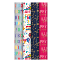 Eurowrap 49 Pack Rollwrap Happy Birthday 3m