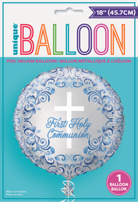 Unique Foil Balloon Blue Communion Holy Cross