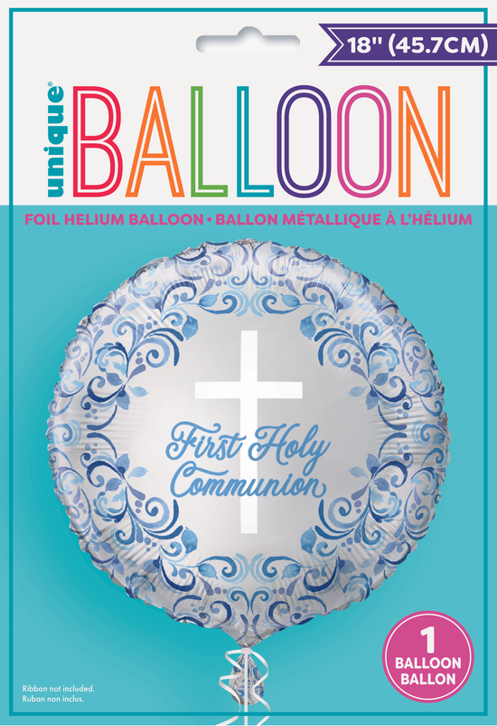 Unique Foil Balloon Blue Communion Holy Cross