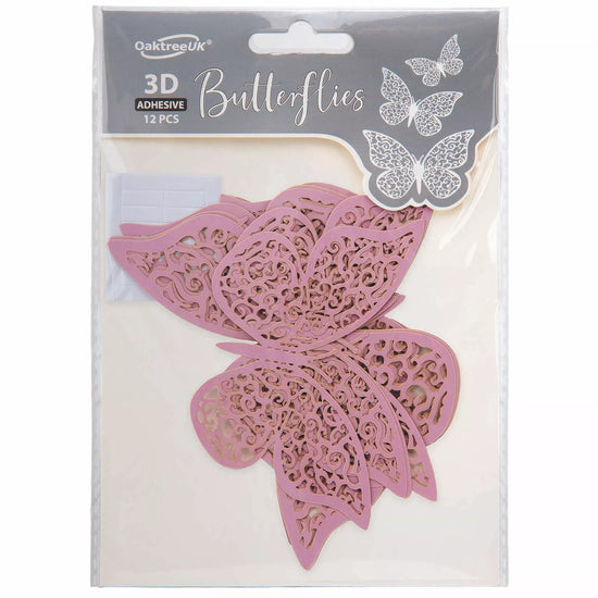 3D Adhesive Butterflies Soft Lavender 12pk