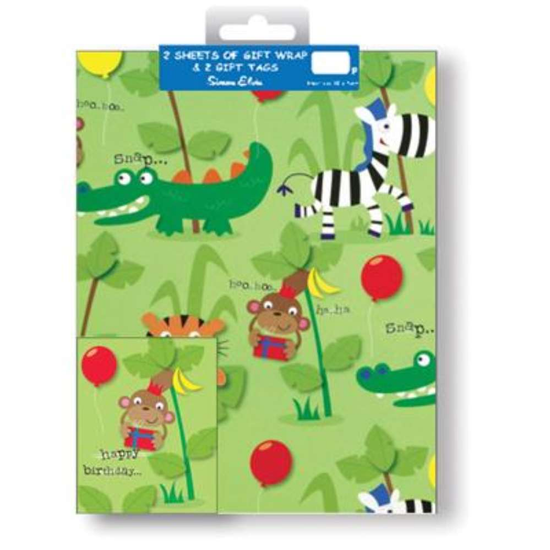 12pk Folded Wrap & Tags Birthday Animals