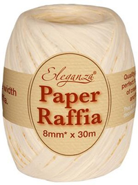 Eleganza Paper Raffia Ribbon Ivory 8mm x 30M