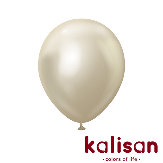 Kalisan Mirror White Gold 12" Latex Balloons 50pk