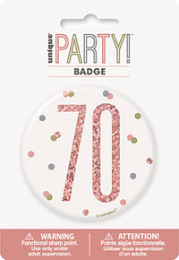 Unique Badge Rose Gold Glitz Party Age 70 3