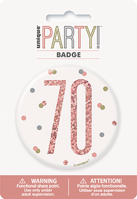 Unique Badge Rose Gold Glitz Party Age 70 3