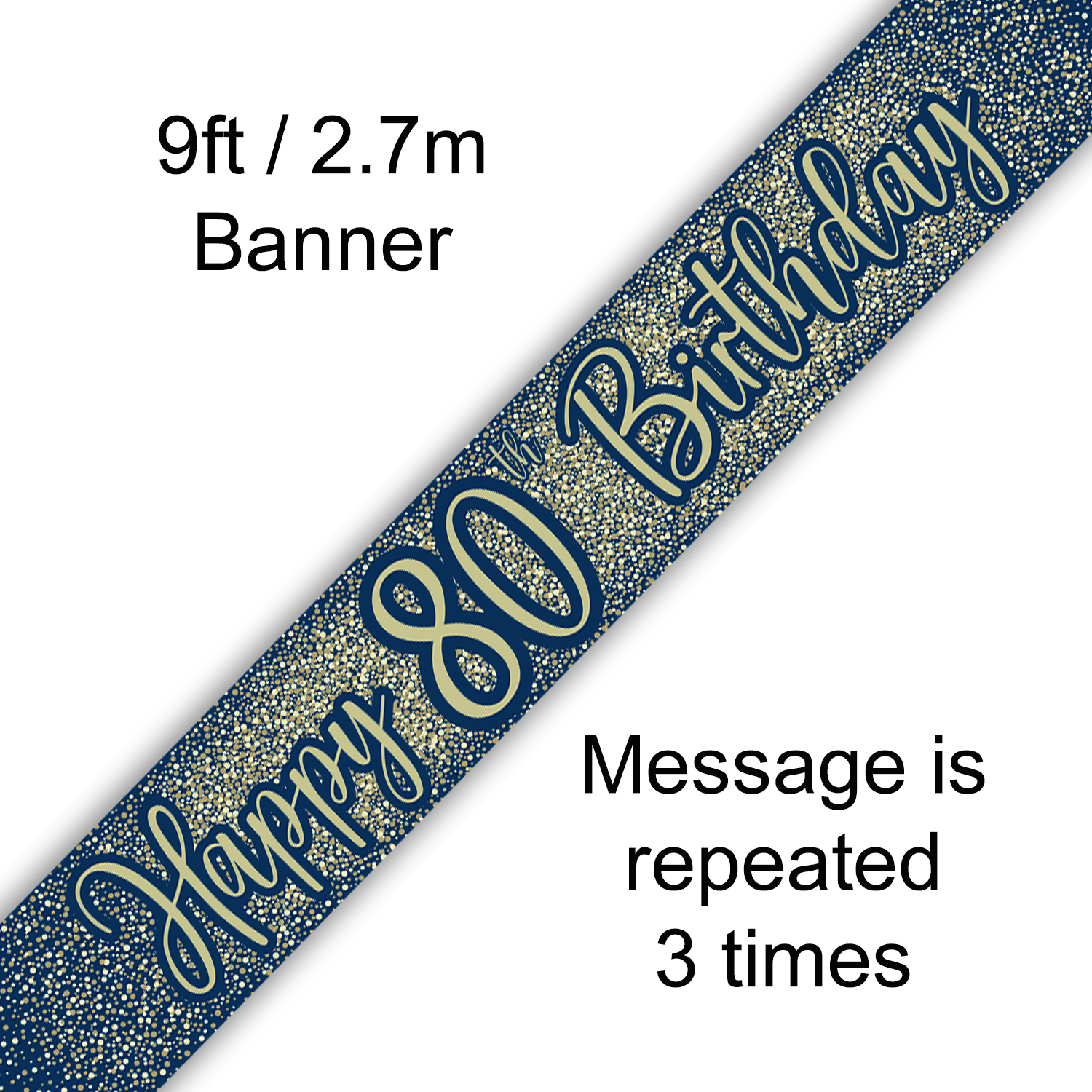 Oaktree Banner Age 80 Gold & Navy 9ft