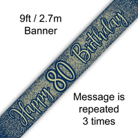 Oaktree Banner Age 80 Gold & Navy 9ft