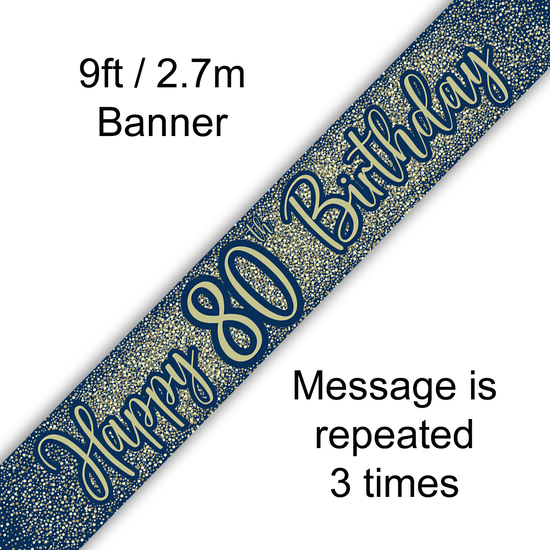 Oaktree Banner Age 80 Gold & Navy 9ft