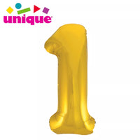 Unique Foil Balloon Classic Gold 34" Number 1