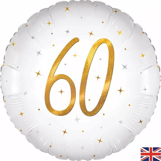 Oaktree Sparkle White Age 60 18" Foil Balloon