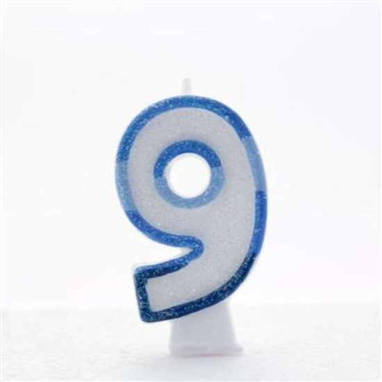 APAC 6 Pack Party Candle Number 9 Blue