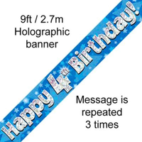 Oaktree Banner Age 4 Blue Holographic 9ft