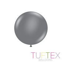 Tuftex Standard Gray Smoke 17-inch latex balloons, set of 50, ideal for decorating events and celebrations.