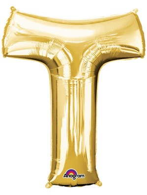 Anagram Foil Balloon Gold 34" Letter T